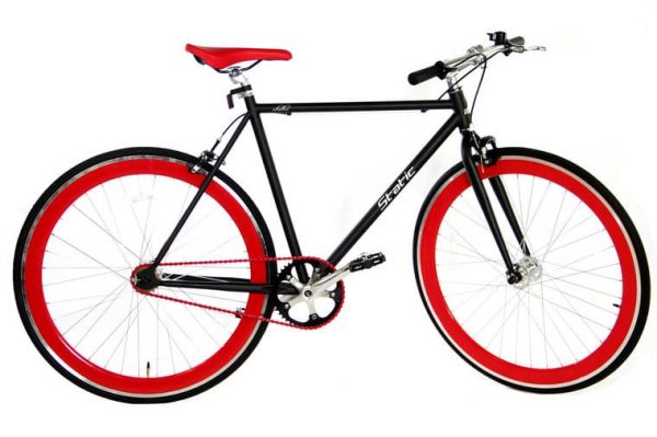 Static Fixed Gear 28 inch 57cm Mat-zwart Rood