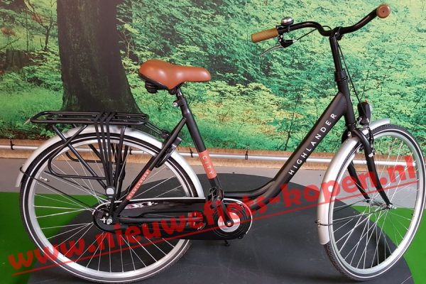 highlander city damesfiets mat zwart 3
