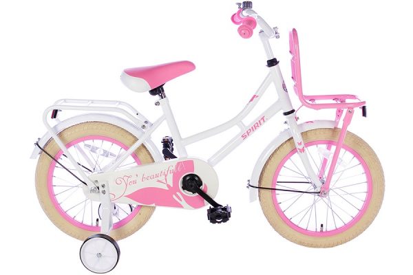 spirit-omafiets 16 inch wit roze