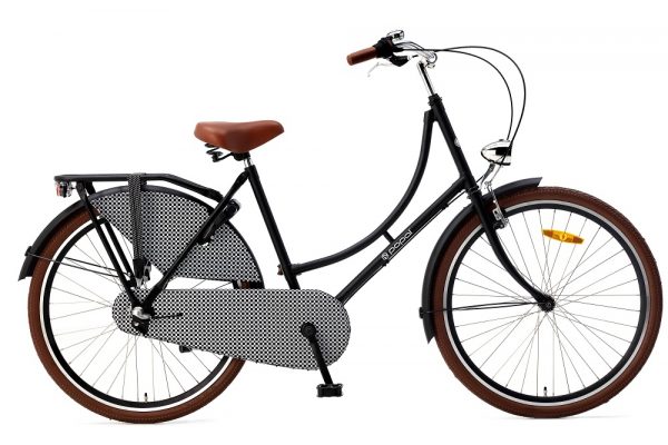 popal omafiets 26 inch mat zwart met 3 versnellingen