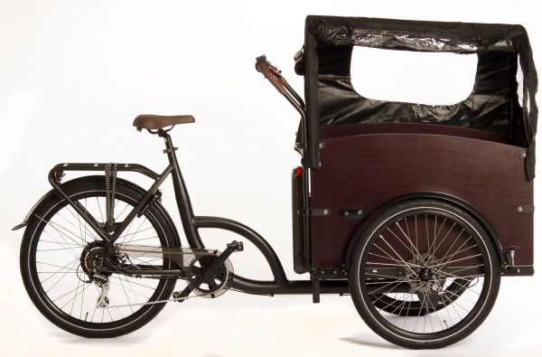 E Cargo bakfiets Bakfiets met ondersteuning Bakfiets Elektrische ondersteuning Elektrische Bakfiets 26 inch 7V 460Wh Bafang Mat Zwart Bruin