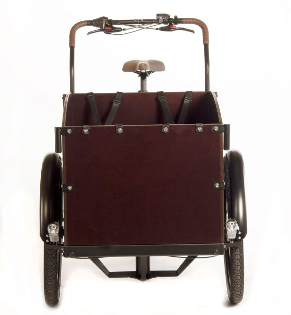 Elektrisch bakfiets met ondersteuning Bakfiets met ondersteuning E Cargo bakfiets Bakfiets met ondersteuning Bakfiets Elektrische ondersteuning Elektrische Bakfiets 26 inch 7V 460Wh Bafang Mat Zwart Bruin