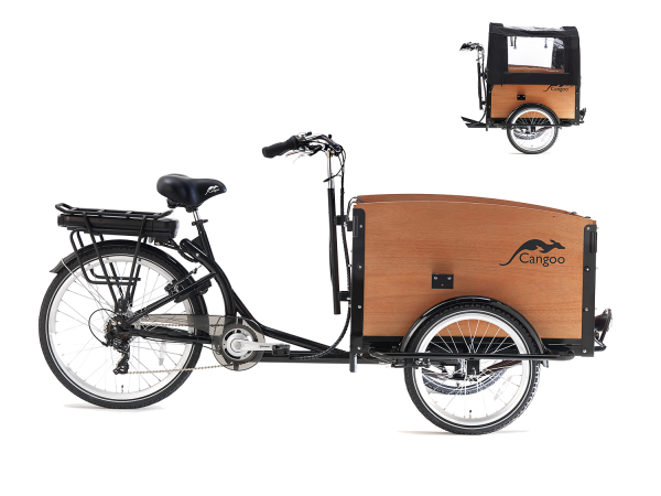 Cangoo Tour Elektrische Bakfiets E-bike Zwart-naturel