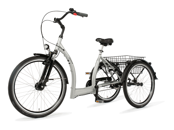 Pfau-Tec Special N7 Lageinstap Driewieler fiets zilver zij aanzicht