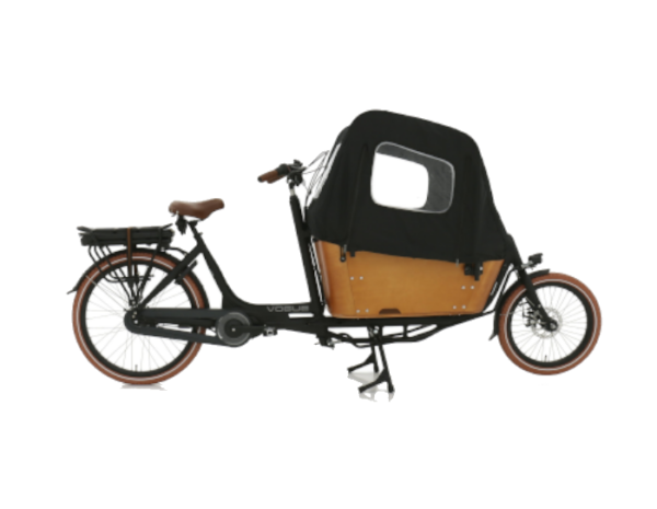 Bakfiets elektrisch Vogue_Carry_2_matzwart_met huif