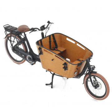 Vogue Carry 2 Tweewieler elektrische bakfiets met ondersteuning middnmotor bafang MAX Drive mat-zwart bruin binnen