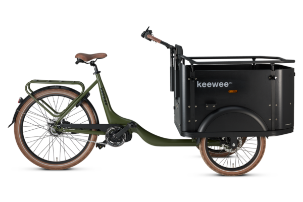 Keewee bakfiets met knipperlichten en toeter Army Green