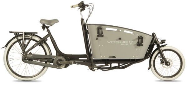 Vogue-Carry-2-2024-Elektrische-Bakfiets-8-Speed-Matt-Black-Grey-vooraanzicht