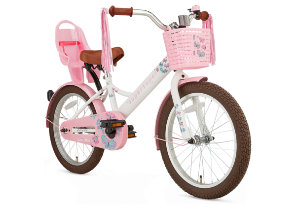 Meisjesfiets 18 inch wit roze Super Super Popal Little Miss