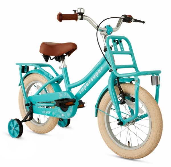 Popal cooper 14 inch roze 1453 Turquoise meisjesfiets transport