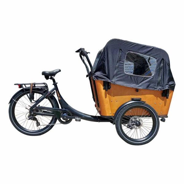 Vogue Elektrische bakfiets Superior regenhuif inclusief mat zwart bruin